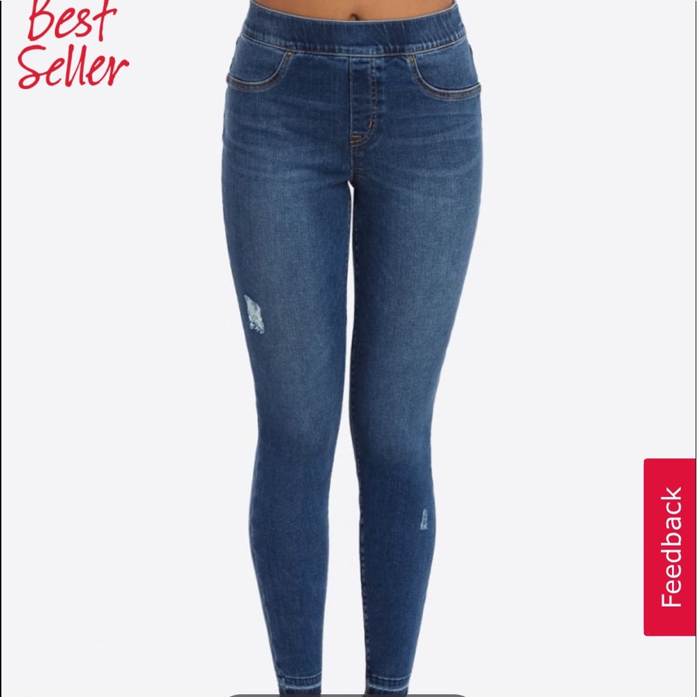 Spanx distressed ankle skinny jeans